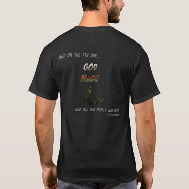 T-shirt Le 7ème jour, Dieu a fait un agriculteur (Dos)