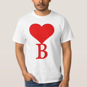 T-shirt Le B initial avec un grand coeur rouge