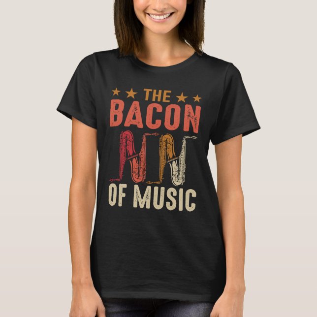 T-shirt Le Bacon de musique Saxophone Saxaphone Player 9 (Devant)