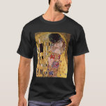 T-shirt Le baiser, Gustav Klimt<br><div class="desc">Le baiser (Der original Kuss) a été peint par Gustav Klimt, et est probablement son travail plus célèbre. Il a commencé le travail là-dessus en 1907 et c'est le sommet de sa soi-disant "période d'or". Il dépeint un couple, dans diverses nuances d'or et des symboles, partageant un baiser sur un...</div>