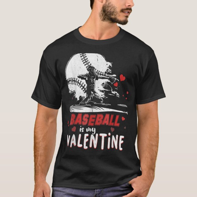 T-shirt Le baseball est mon Heureuse Sainte-Valentin Valen (Devant)