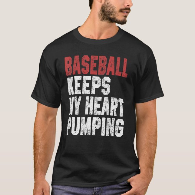 T-shirt Le Baseball Garde Mon Coeur Pompage Joueur De Base (Devant)