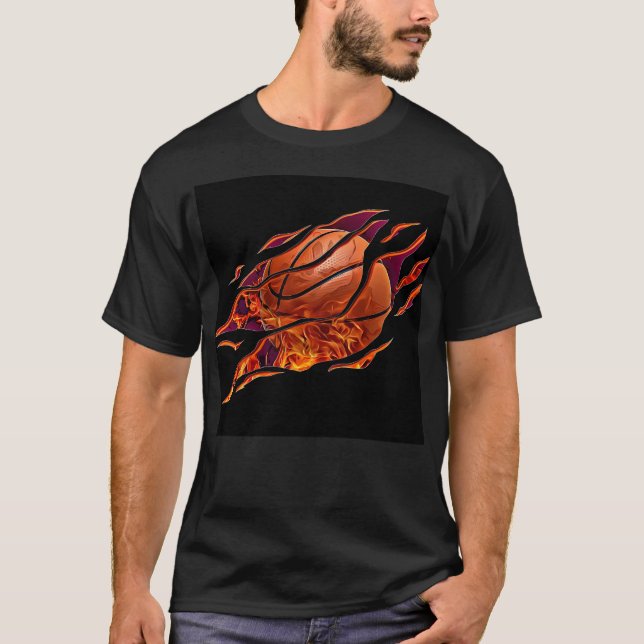 T-shirt Le Basket-Ball Avec Flames (Devant)