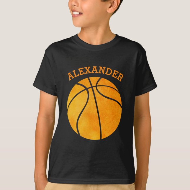 T-shirt Le basket-ball orange mignon personnalisé badine (Devant)