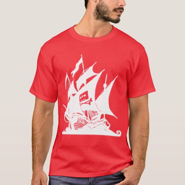 T-shirt Le bateau de logo de baie de pirate (Devant)