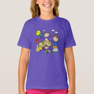 T-shirt Le bâton figure l'amusement de plage de famille