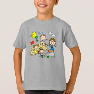T-shirt Le bâton figure l'amusement de plage de famille