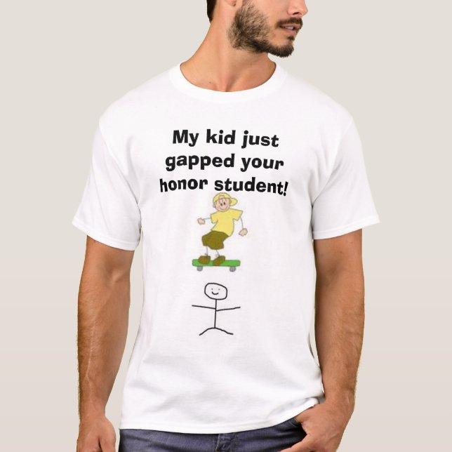 T-shirt le bâton, images, mon enfant a juste entaillé (Devant)