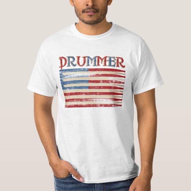 T-shirt Le batteur affligé de drapeau des Etats-Unis de (Devant)