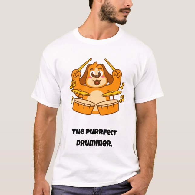 T-shirt Le batteur parfait/Chat drôle (Devant)