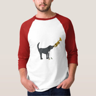 T-shirt Le BD chien drôle jouant la chemise de trompette