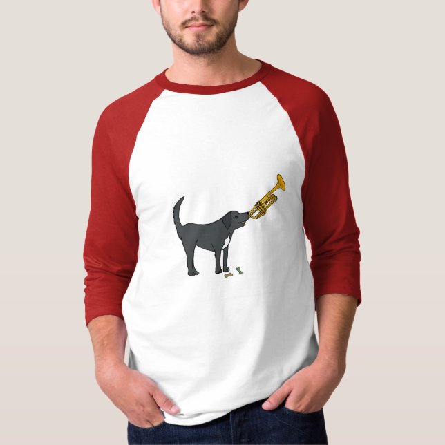 T-shirt Le BD chien drôle jouant la chemise de trompette (Devant)