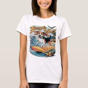 T-shirt Le Beagle majestueux conquiert le surf des vagues