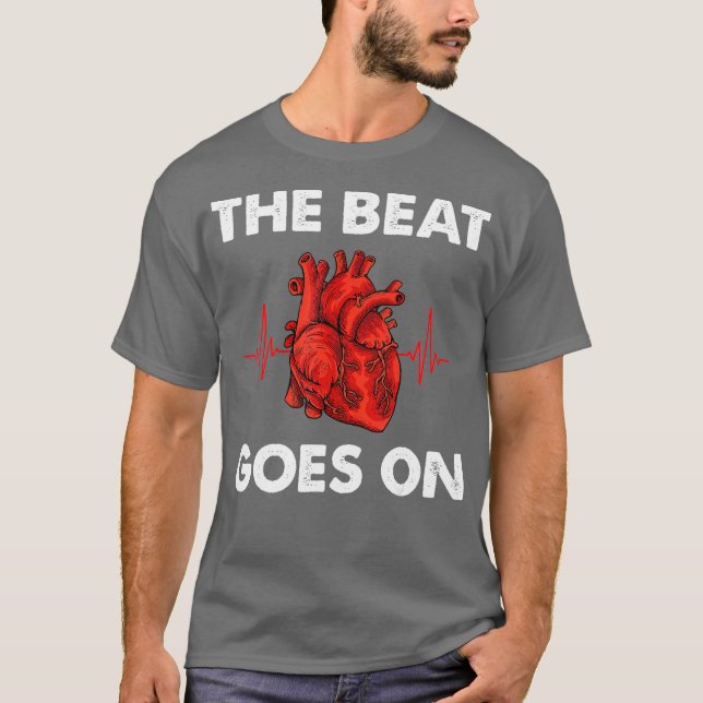 T-shirt Le Beat Se Met Sur Le Coeur Ouvert Des Hommes De R (Devant)