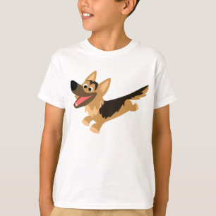 T-shirt Le berger allemand de bande dessinée heureuse