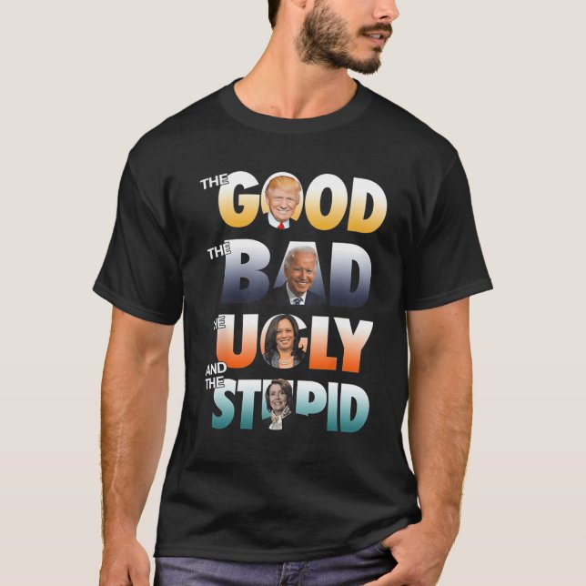 T-shirt Le Bon Trump Le Mauvais Biden Le Bon Le Mauvais (Devant)