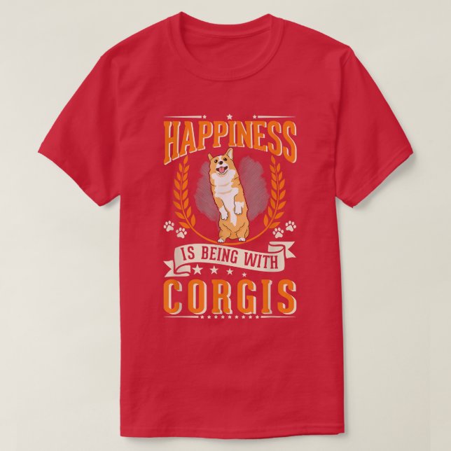 T-shirt Le bonheur avec Corgis (Design devant)