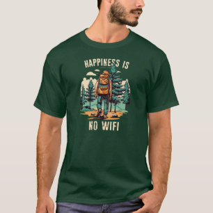T-shirt Le bonheur c'est pas de wifi en randonnée