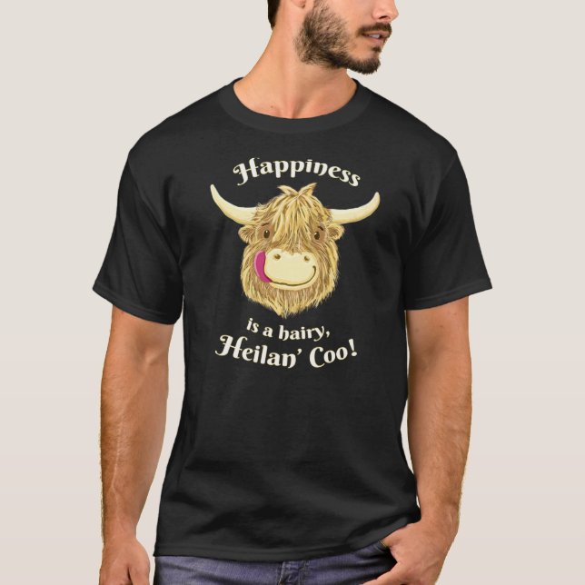 T-shirt Le bonheur de la vache écossaise (Devant)
