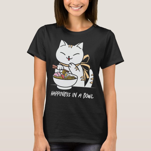 T-shirt Le bonheur des chats Ramen japonais dans un bol (Devant)