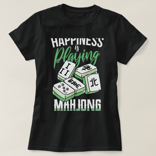 T-shirt Le Bonheur Drôle Est De Jouer Au Mahjong Avec Les  (Design devant)