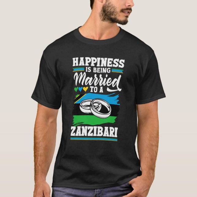 T-shirt Le Bonheur Du Drapeau De Zanzibar Est Marié À Un Z (Devant)