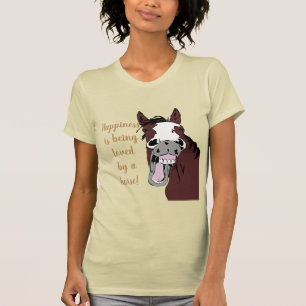 T-shirt Le bonheur est aimé par un cheval - Citation Humou