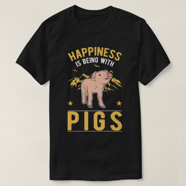 T-shirt Le Bonheur Est Avec Pigs Premium 2635 (Design devant)