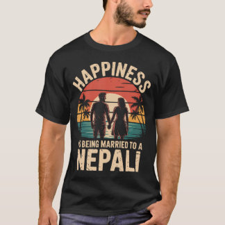 T-shirt Le bonheur est d'être marié à un mari népalais Nép