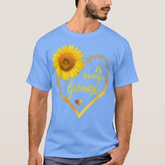 T-shirt Le Bonheur Est D'Être Une Godmère Tournesol Lover 