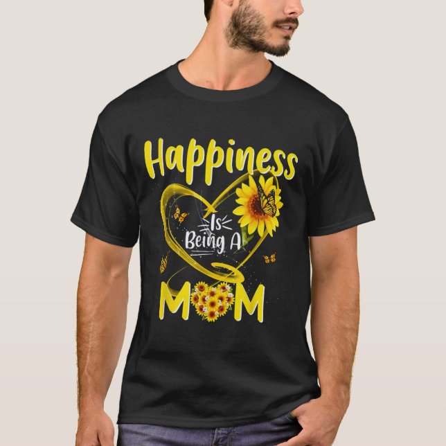 T-shirt Le bonheur est d'être une maman tournesol Fête des (Devant)