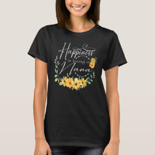 T-shirt Le Bonheur Est D'Être Une Nana Femmes Décor Fleur 