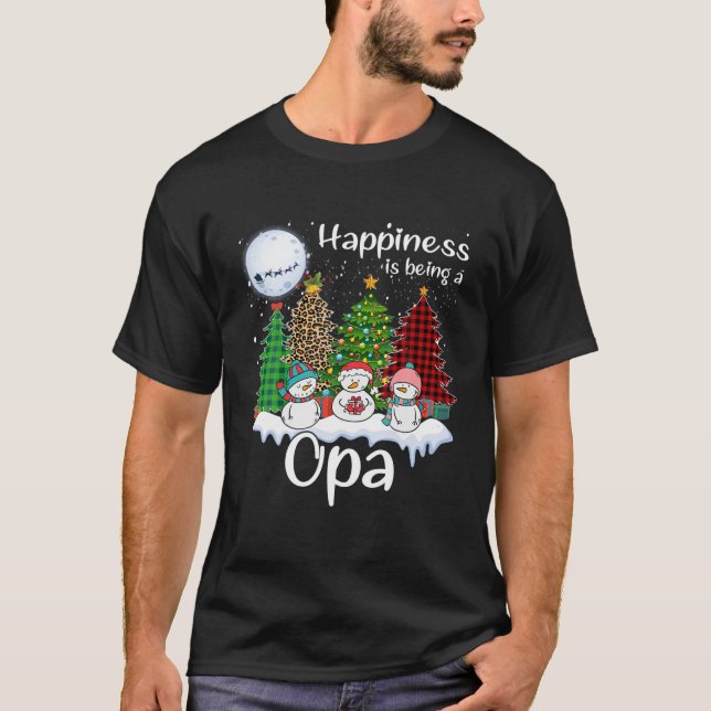 T-shirt Le Bonheur Est Être Un Opa Christmas Tree Leopard  (Devant)