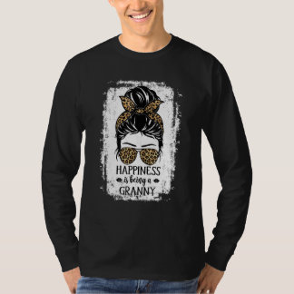 T-shirt Le Bonheur Est Être Une Granny Women Messy Bun Leo
