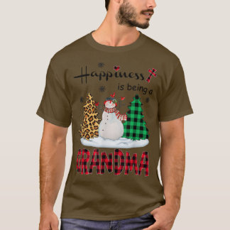 T-shirt Le bonheur est grand-mère Snowman Joyeux Noël