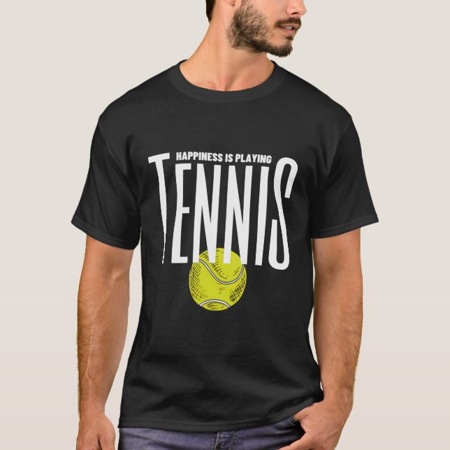 T-shirt Le Bonheur Est Jouer Tennis Girls Femmes Tennis (Devant)