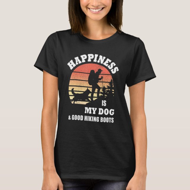 T-shirt Le Bonheur Est Mon Chien Et De Bonnes Bottes De Ra (Devant)
