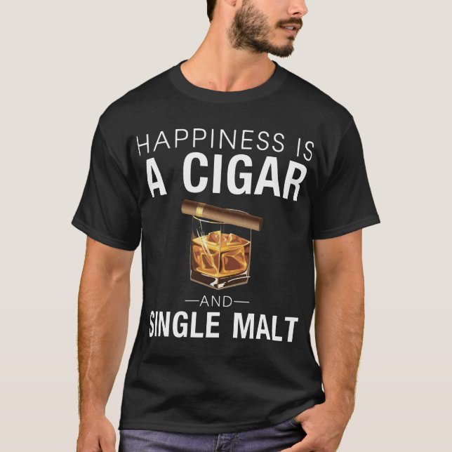 T-shirt le bonheur est un mari cirgar et simple de malt (Devant)