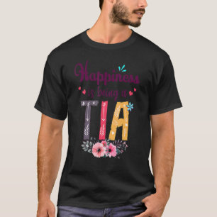 T-shirt Le Bonheur Est Un Tia Jamais Femmes Décor Floral G
