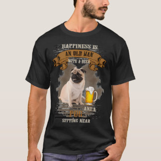 T-shirt Le bonheur est un vieil homme avec de la bière et