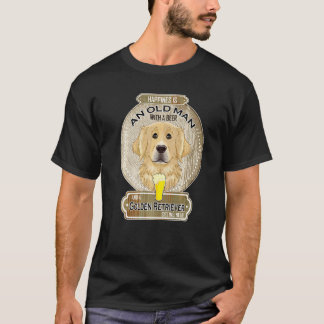 T-shirt Le bonheur est un vieil homme avec un retriever do