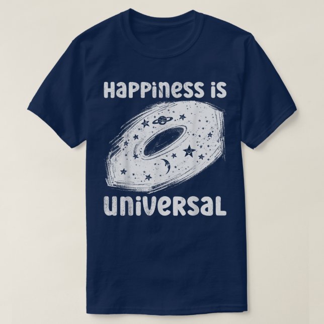 T-shirt Le bonheur est universel système solaire céleste (Design devant)