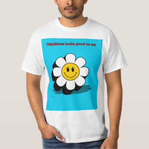 T-shirt Le bonheur me va bien – Graphisme de fleur sourian
