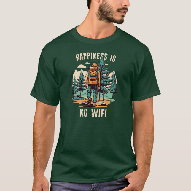 T-shirt Le Bonheur N'Est Pas Un Backpacking Wifi (Devant)