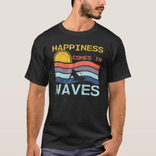 T-shirt Le Bonheur Vient Dans Vagues Cool Rétro Kitesurfer