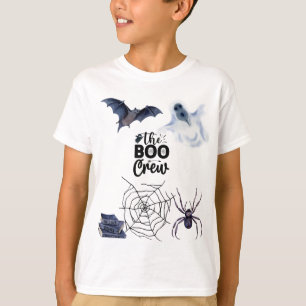 T-SHIRT LE BOO CREW HAPPY HALLOWEEN BAT GHOST SPIDER WEB