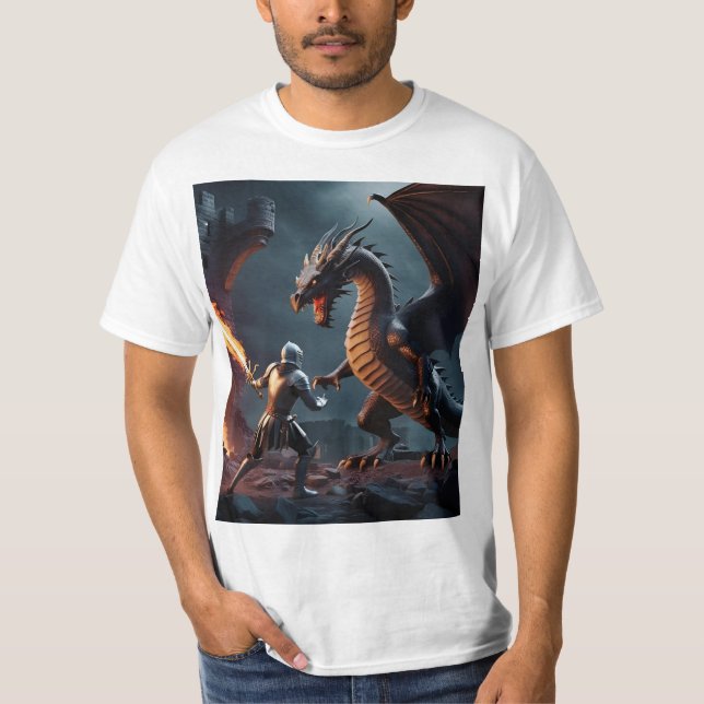 T-shirt Le bord d’Inferno : le chevalier affronte la bête (Devant)