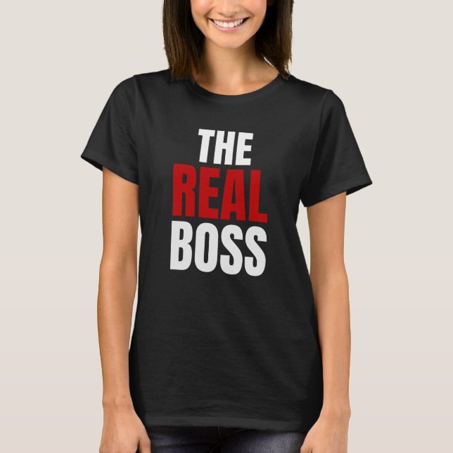T-shirt Le Boss Real Couple Anniversaire Femme Col Col (Devant)