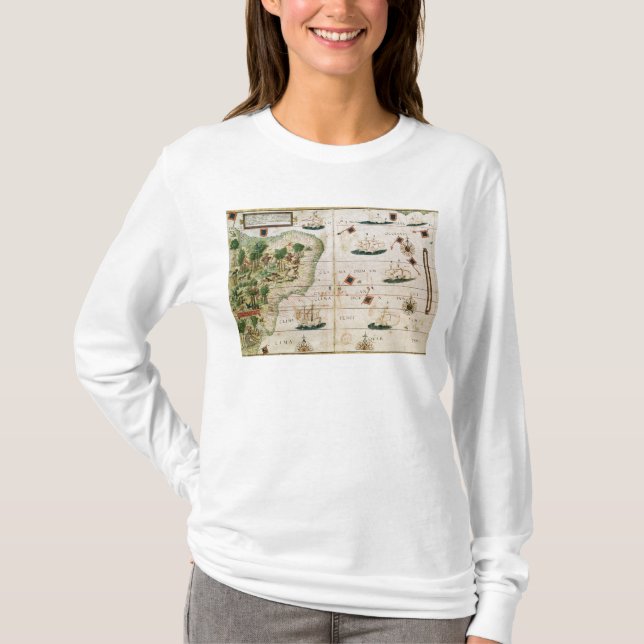 T-shirt Le Brésil du "atlas de Miller" par Pedro Reinel (Devant)