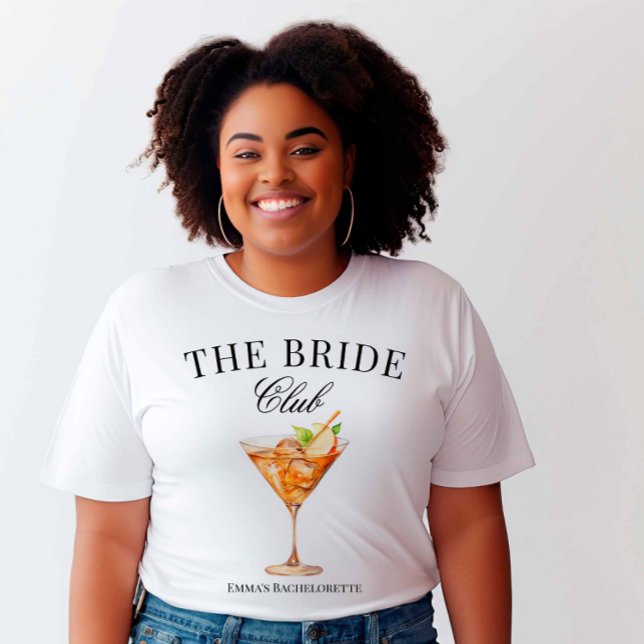 T-shirt Le Bride Club Apple Martini Cocktail Social Club (The Bride Apple Martini TShirt with Black Text)